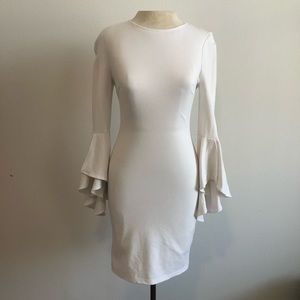 Lulus White Dress With Bell Sleeves Size Small
